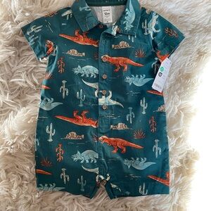 Carter's Teal and Orange Dinosaur Romper